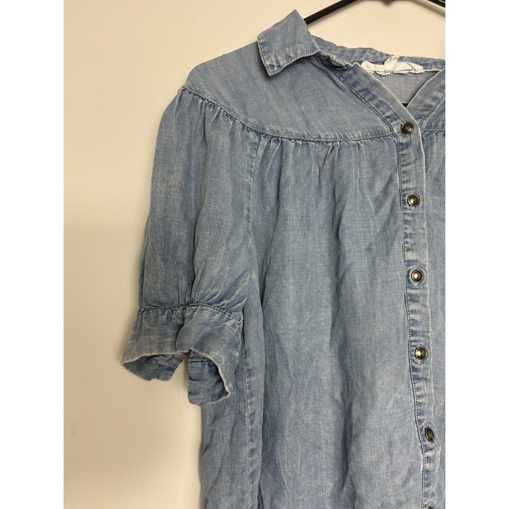 Jane and Delancey Women's Blue Short Sleeve Blouse Size M Country Boho Chic - Picture 2 of 12